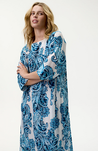 Jackie Print Dress-Taormina/Sushi Voile - White/Blue