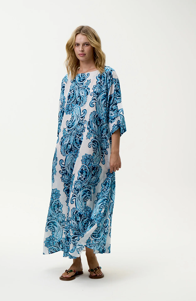 Jackie Print Dress-Taormina/Sushi Voile - White/Blue