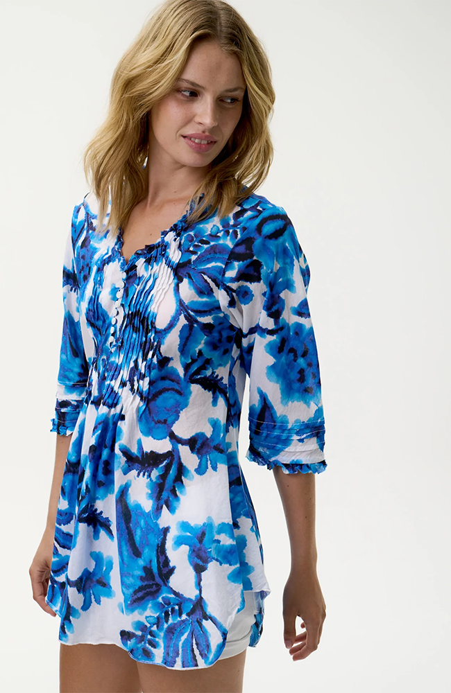 Poppy Top-Turquoise Bay/Cotton - Blue