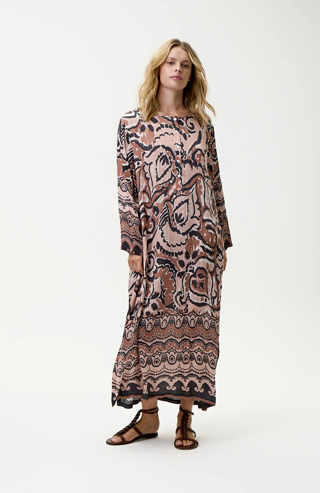 Llew Maxi Dress-Valencia/Cupro - Mocha