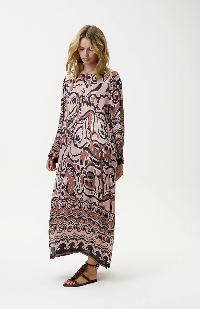 Llew Maxi Dress-Valencia/Cupro - Mocha