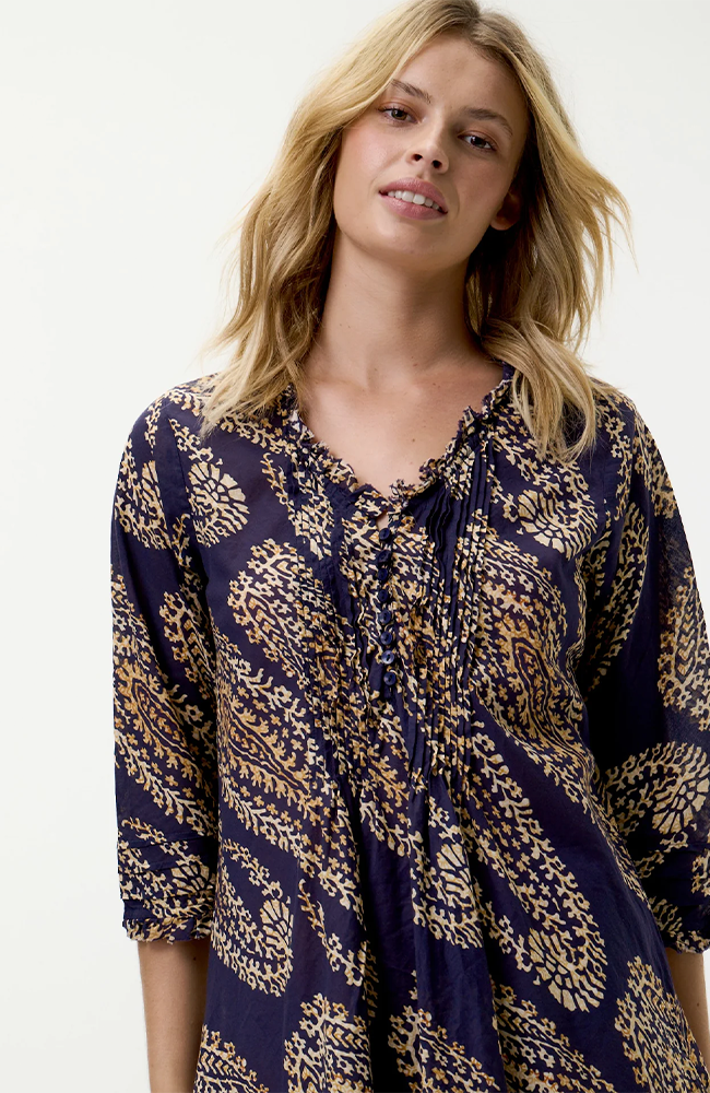 Middy Poppy-Provence/Cotton - Navy Paisley