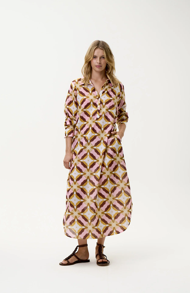 Long Gilly-Tobago/Cotton - Pink Ikat