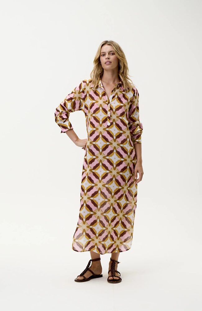 Long Gilly-Tobago/Cotton - Pink Ikat