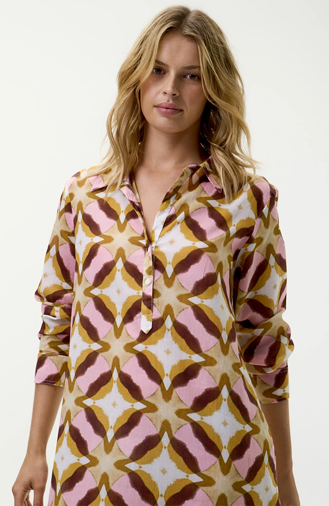 Long Gilly-Tobago/Cotton - Pink Ikat