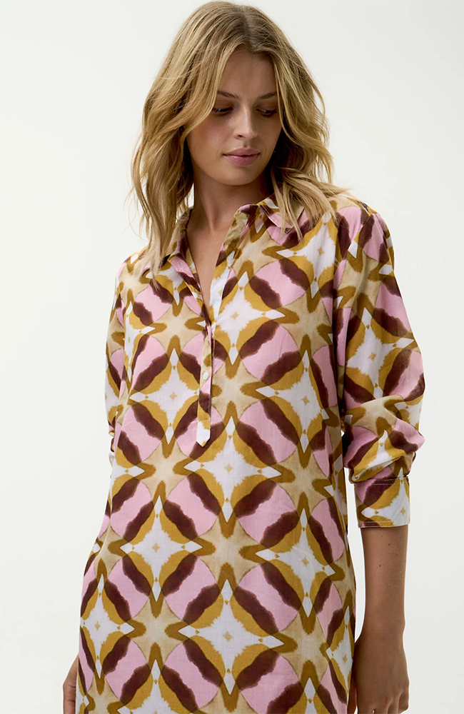 Long Gilly-Tobago/Cotton - Pink Ikat