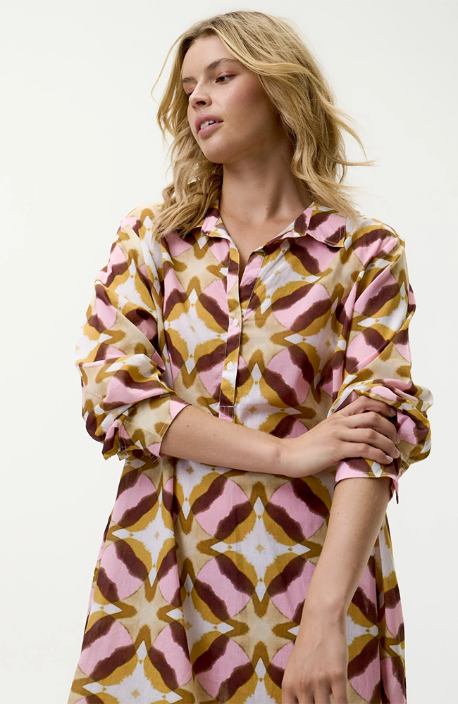 Middy Gilly-Tobago/Cotton - Pink Ikat