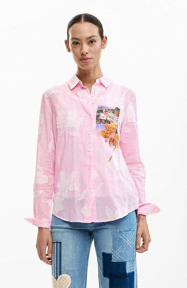 Striped Postcard Shirt - Rosa
