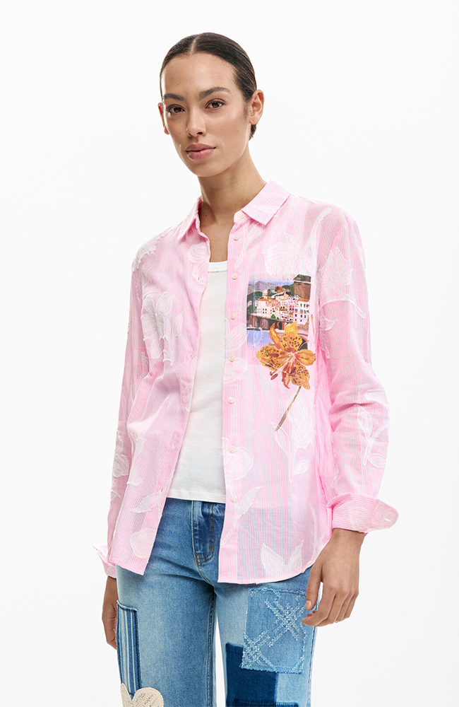 Striped Postcard Shirt - Rosa