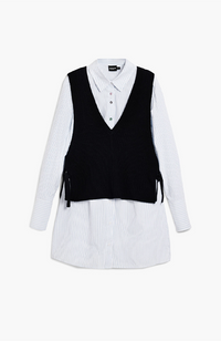 Dervy Detachable Vest Shirt - Negro