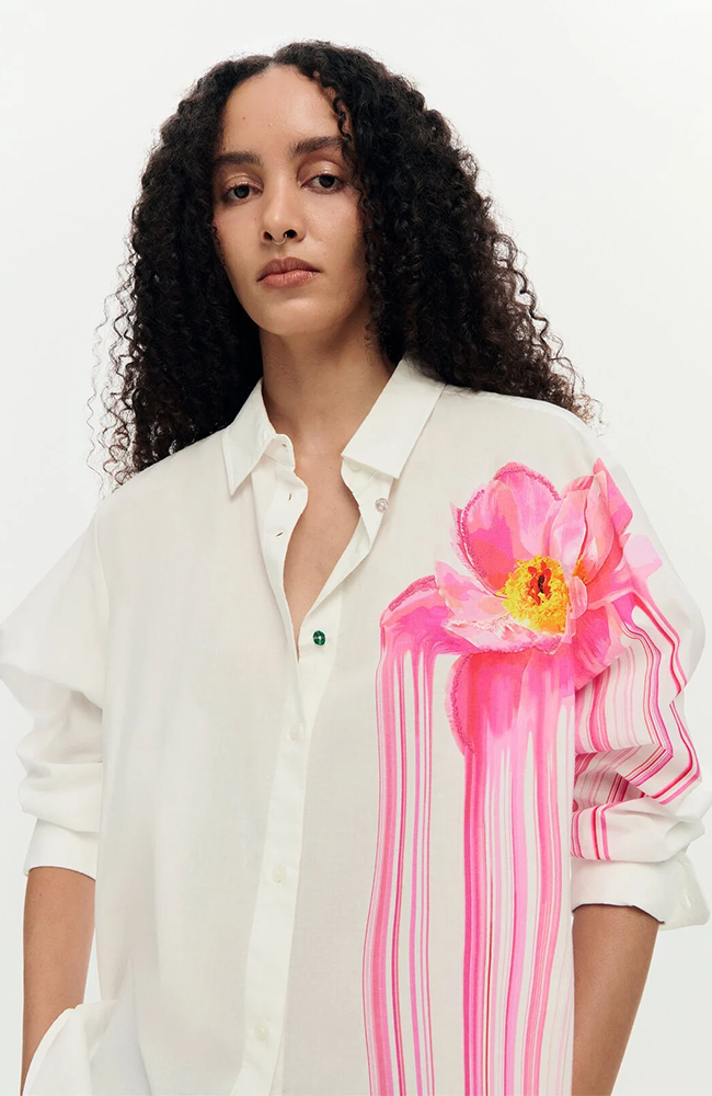 Gloss Flower Shirt - Blanco