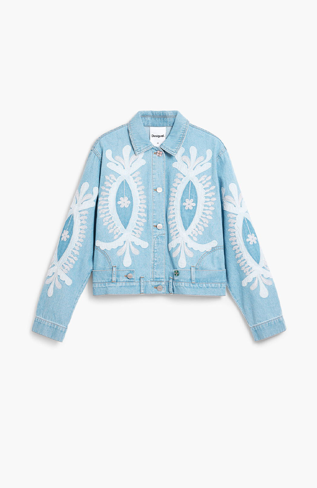 Embroidery Denim Jacket - Denim Medium Wash