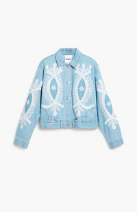 Embroidery Denim Jacket - Denim Medium Wash