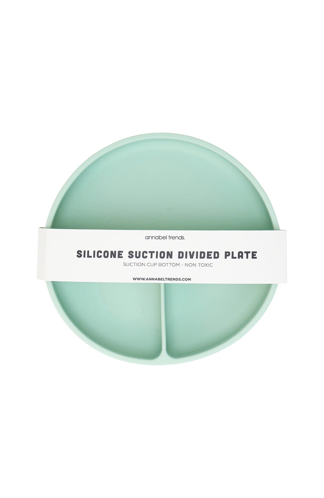 Silicone Suction Divided Plate - Moss