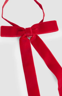 Velvet Tie On Bow - Red Individual