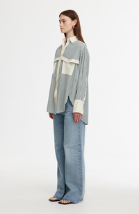 Ruby Shirt - Green/Stone Stripe