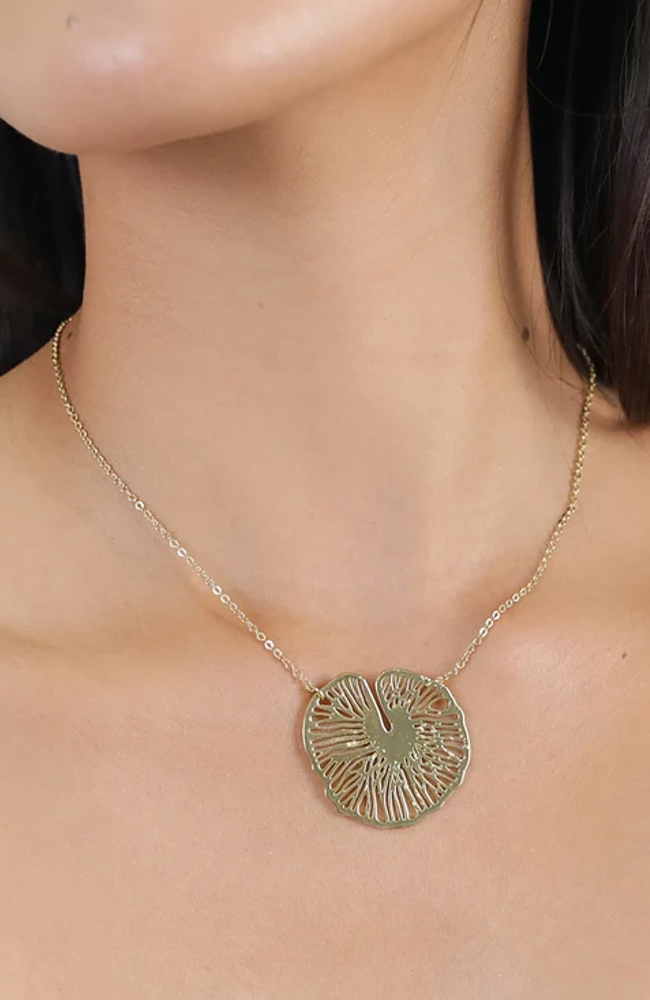 Water Lily Golden Pendant Necklace