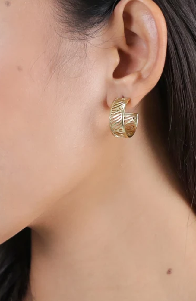 Water Lily Small Golden Creoles Earrings
