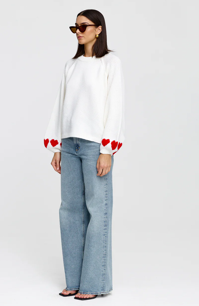 Cherie Hearts Knit - Ivory