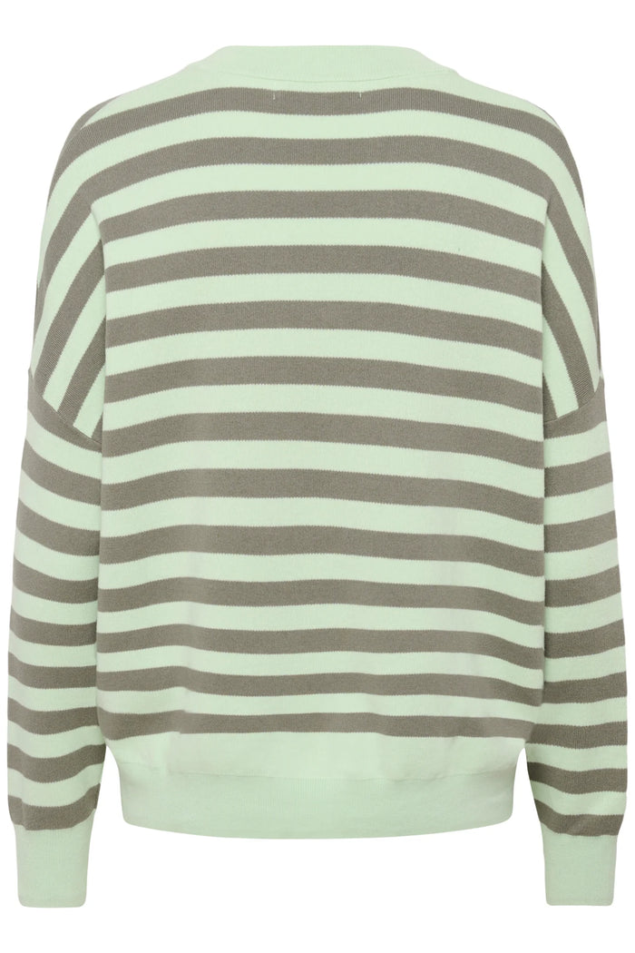 Foster V-neck - Spray/Mulled Basil Stripe