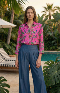 Tiffany Shirt - Pink Silk/Jungle Disco