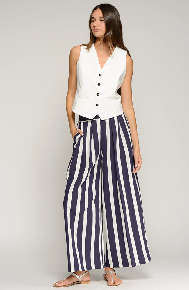 Marian Pants - Navy/Stripe