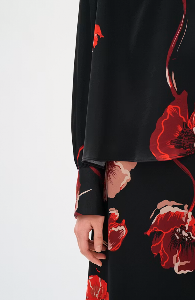 Dawn Blouse - Black Poppy Rose