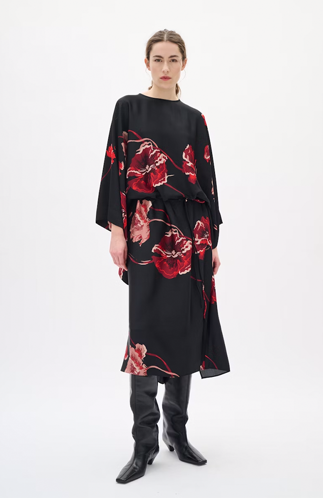 Dawn Dress - Black Poppy Rose