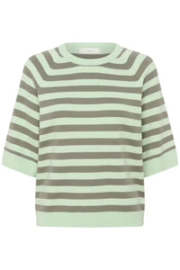 Madie Tee - Spray/Mulled Basil Stripe
