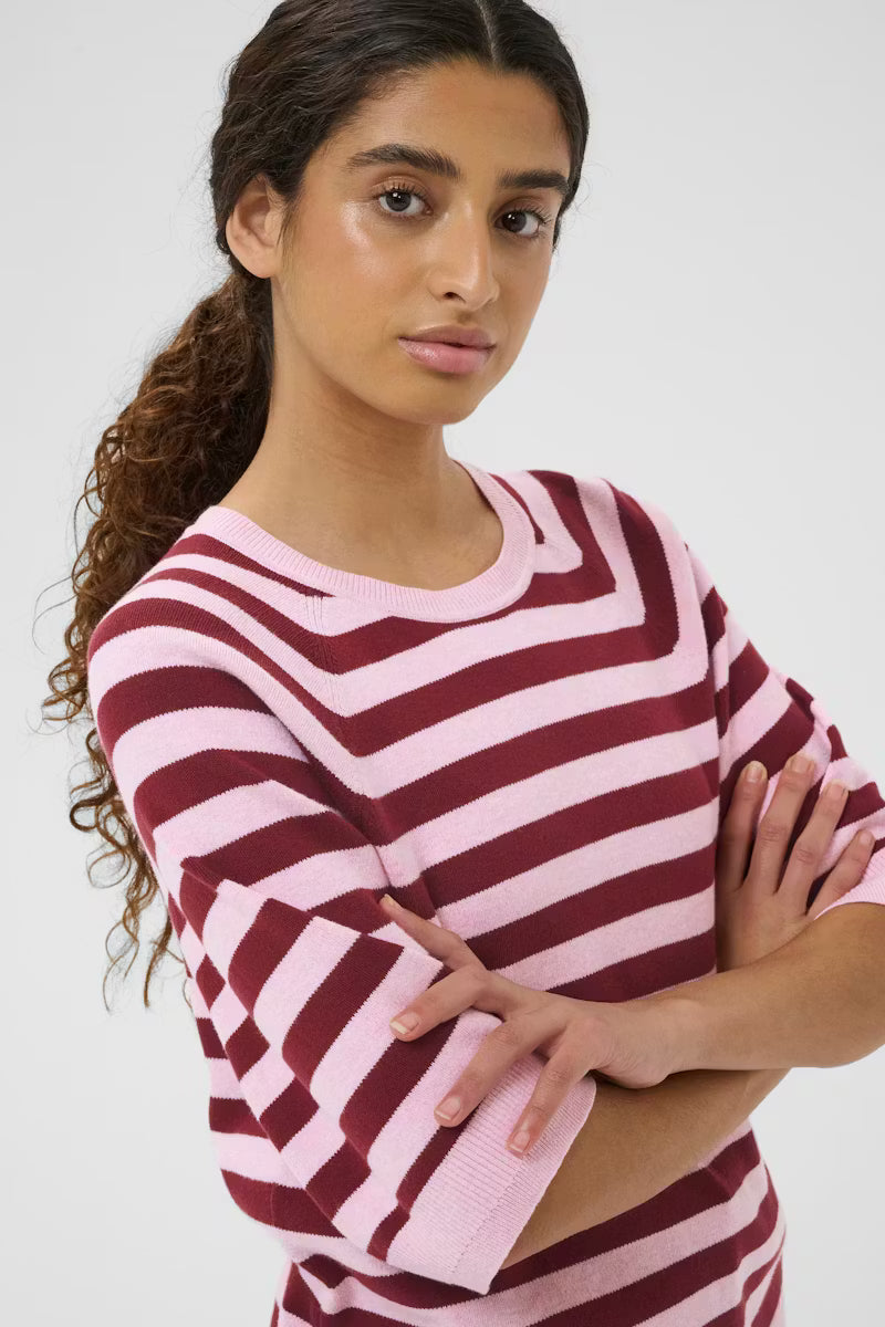 Madie Tee - Pink/Zinfandel Stripe