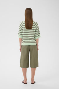 Madie Tee - Spray/Mulled Basil Stripe