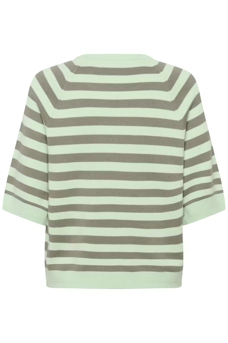 Madie Tee - Spray/Mulled Basil Stripe
