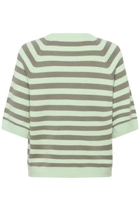 Madie Tee - Spray/Mulled Basil Stripe