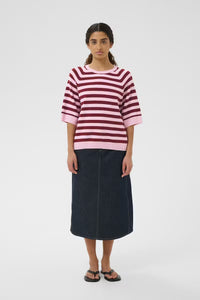 Madie Tee - Pink/Zinfandel Stripe