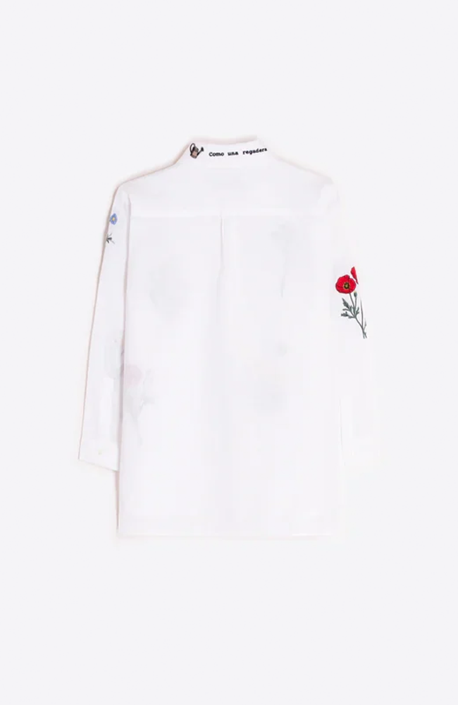 Sara Linen Embroidered Shirt - White