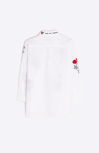 Sara Linen Embroidered Shirt - White