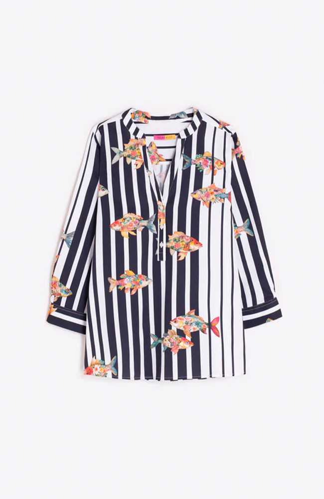 Carlota Shirt - Fish/Black Stripes