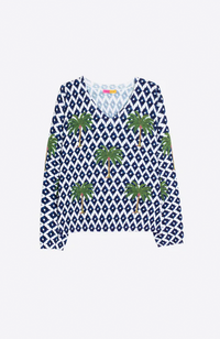 Palm Knit Sweater - Navy/Ikat Palm