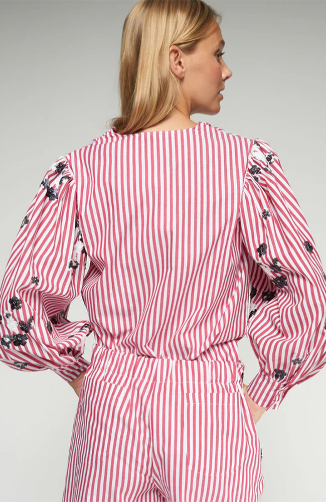 Marlene Blouse - Red Stripe w/ Sequins