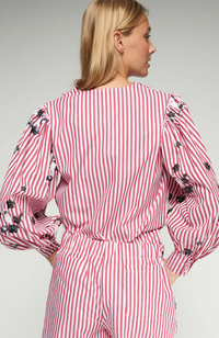 Marlene Blouse - Red Stripe w/ Sequins