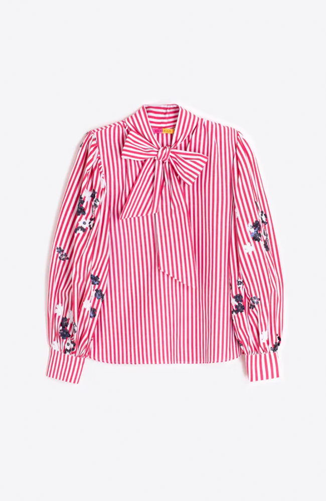 Marlene Blouse - Red Stripe w/ Sequins
