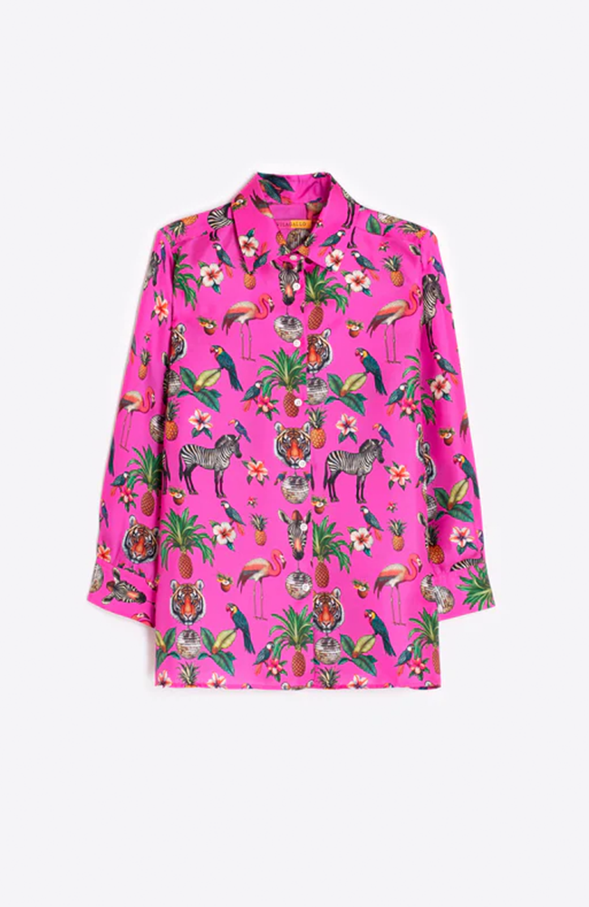 Tiffany Shirt - Pink Silk/Jungle Disco