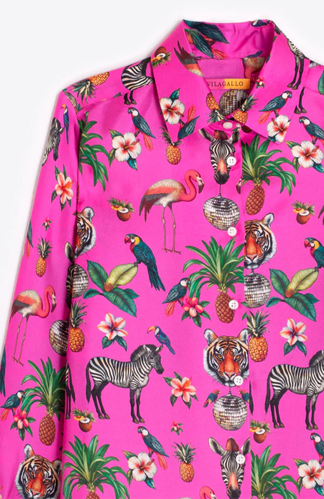 Tiffany Shirt - Pink Silk/Jungle Disco