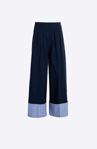 Turn Up Trousers - Blue Stripes/Navy