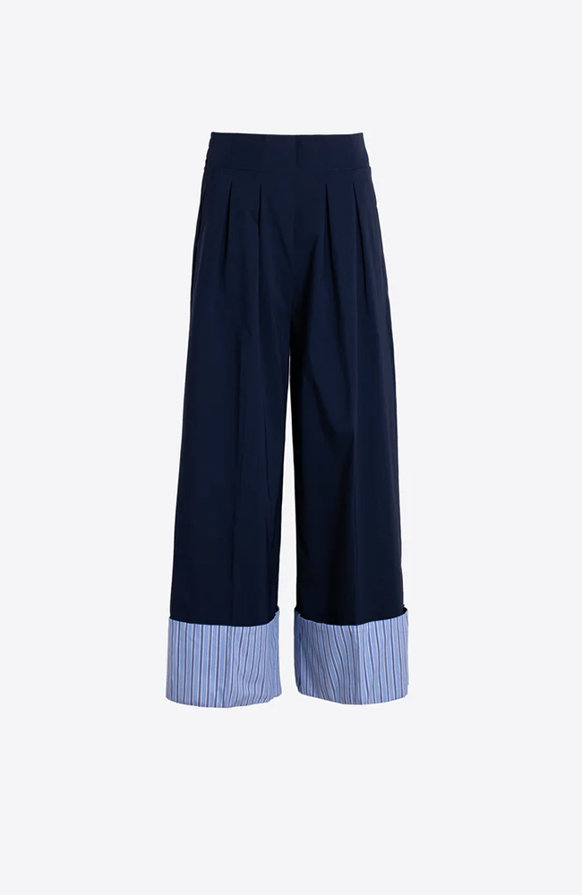 Turn Up Trousers - Blue Stripes/Navy