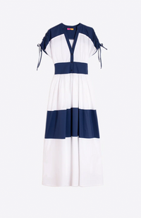 Linda Maxi Dress - White/Navy Blue