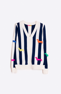 Alina Embroidery Cardigan - Navy Stripes