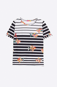 Amina T-Shirt - Black Stripe w/ Fish