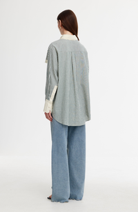 Ruby Shirt - Green/Stone Stripe