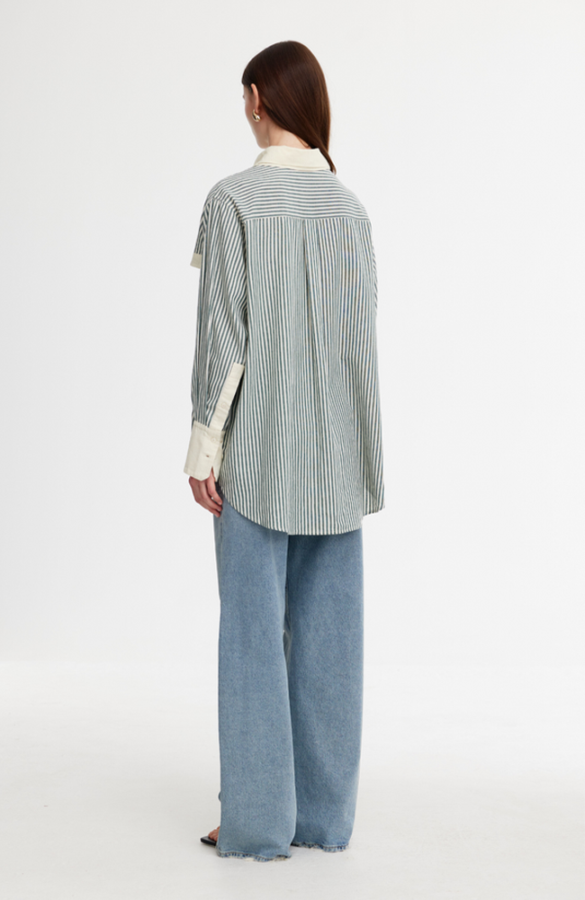 Ruby Shirt - Green/Stone Stripe